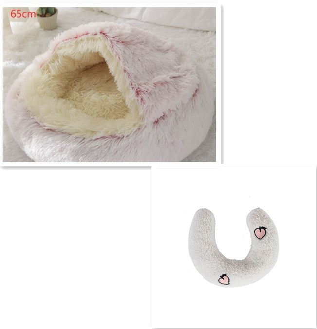 2-in-1 Plush Pet Bed (Round & Warm)