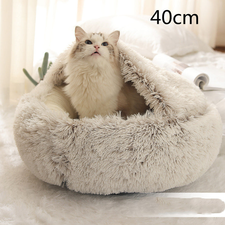 2-in-1 Plush Pet Bed (Round & Warm)