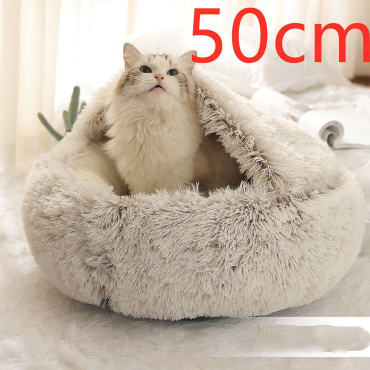 2-in-1 Plush Pet Bed (Round & Warm)