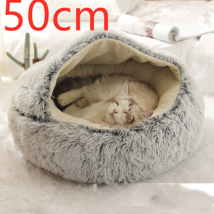 2-in-1 Plush Pet Bed (Round & Warm)