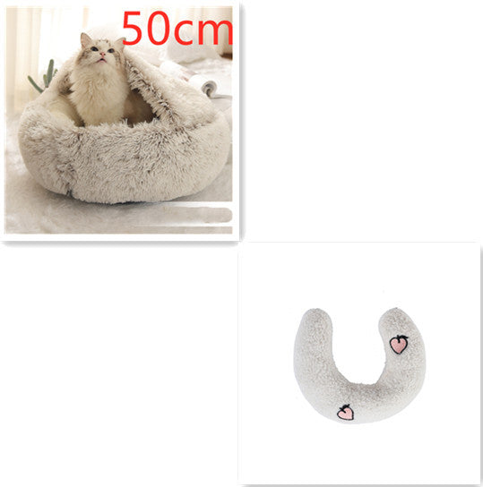 2-in-1 Plush Pet Bed (Round & Warm)