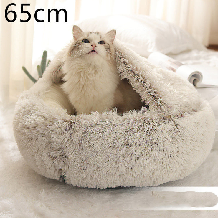 2-in-1 Plush Pet Bed (Round & Warm)