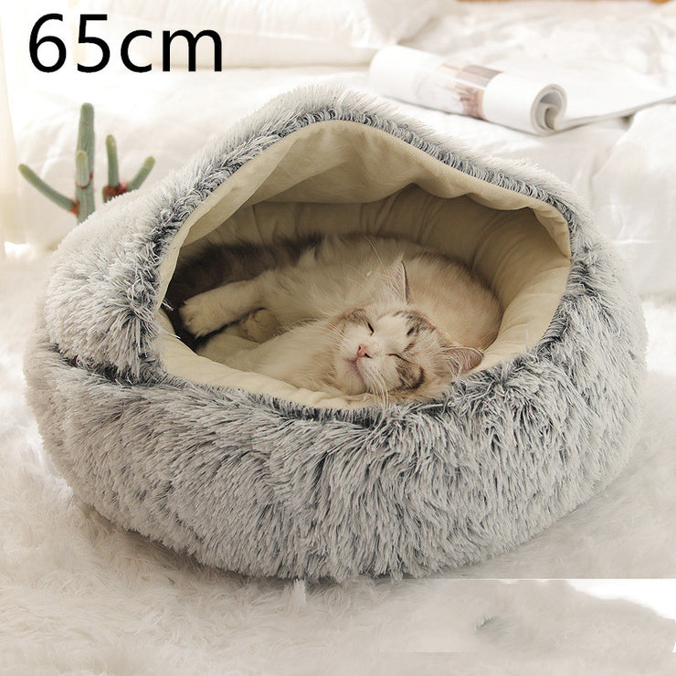 2-in-1 Plush Pet Bed (Round & Warm)