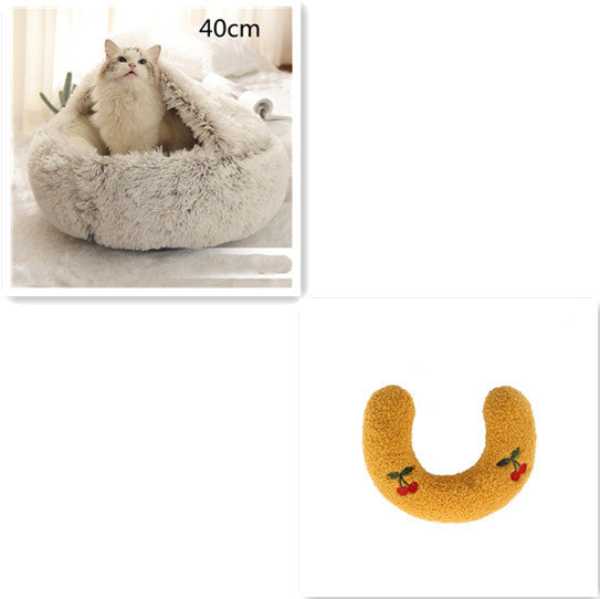 2-in-1 Plush Pet Bed (Round & Warm)