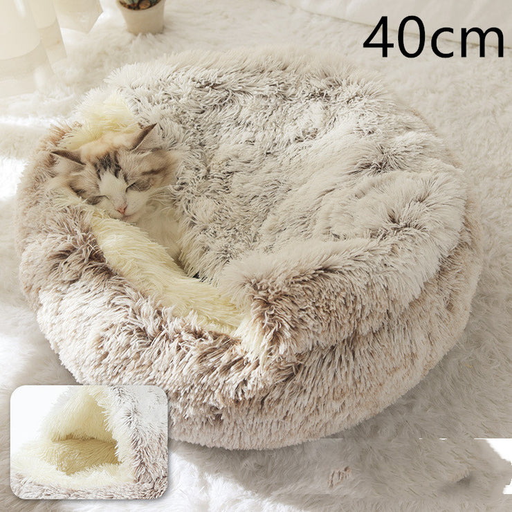 2-in-1 Plush Pet Bed (Round & Warm)