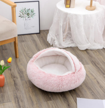 2-in-1 Plush Pet Bed (Round & Warm)