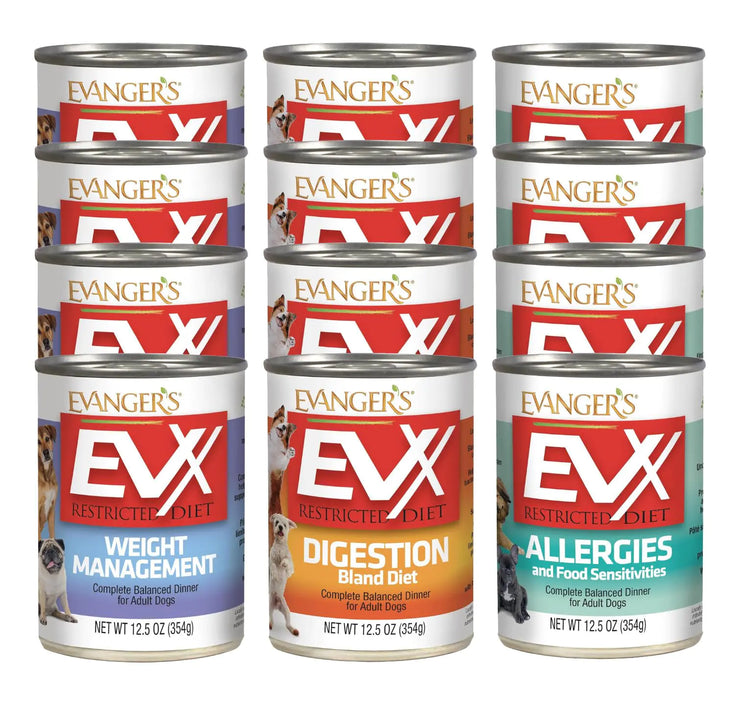 Evangers EVX Restricted Diet Canned Dog Food Variety Pack 4 Weight Manangement 4 Digestion Bland Diet 4 Allergies & Food Sensitivities Variety Pack