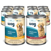 Amazon Brand- Wag Wholesome Grains Adult Pate Canned Dog Food, Beef & Vegetables Recipe, 13 oz (Pack of 12)