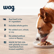 Amazon Brand- Wag Wholesome Grains Adult Pate Canned Dog Food, Beef & Vegetables Recipe, 13 oz (Pack of 12)