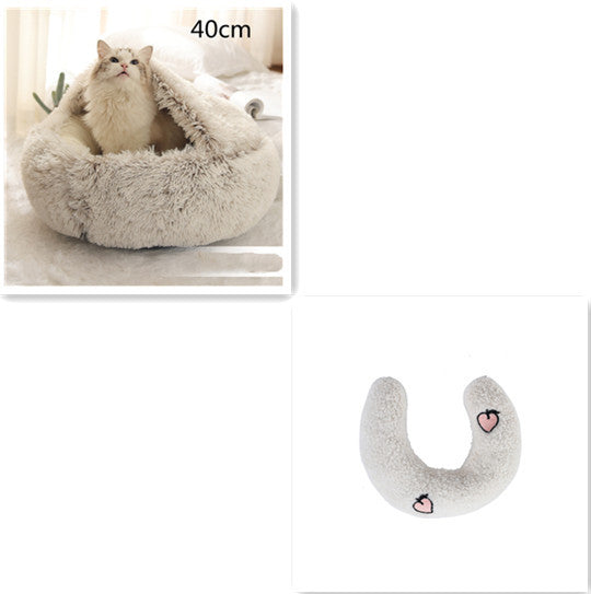 2-in-1 Plush Pet Bed (Round & Warm)
