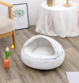 2-in-1 Plush Pet Bed (Round & Warm)