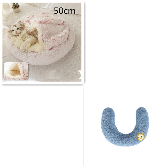 2-in-1 Plush Pet Bed (Round & Warm)