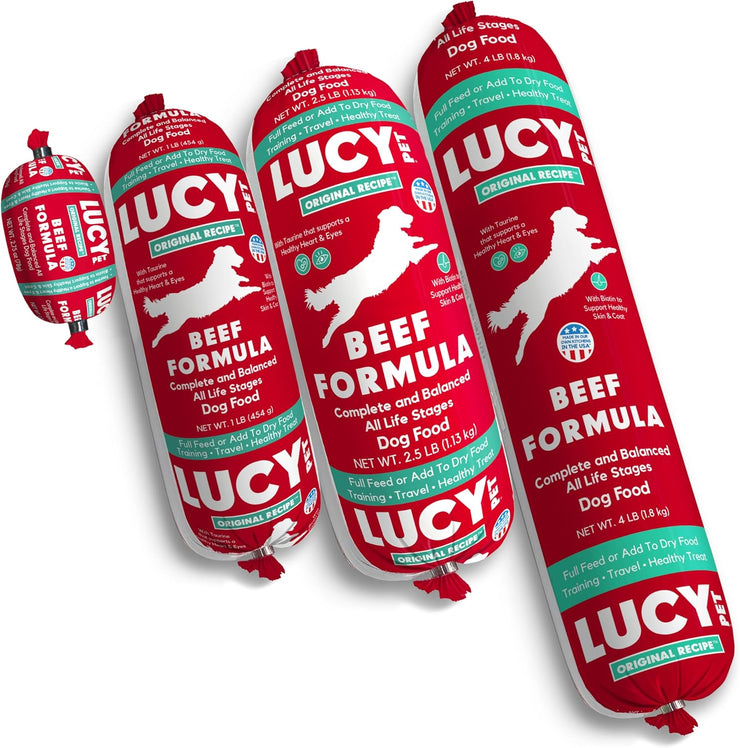 Lucy Pet Products Beef Formula Dog Food Roll 4 lb, (100600047)