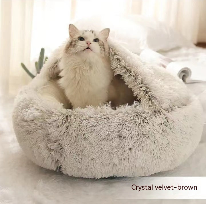 2-in-1 Plush Pet Bed (Round & Warm)