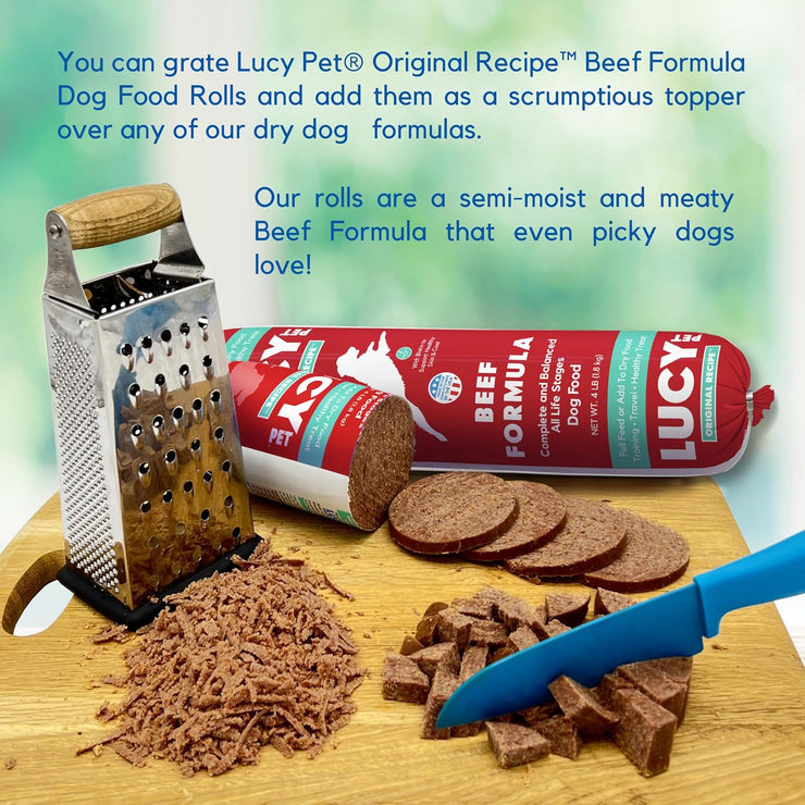 Lucy Pet Products Beef Formula Dog Food Roll 4 lb, (100600047)