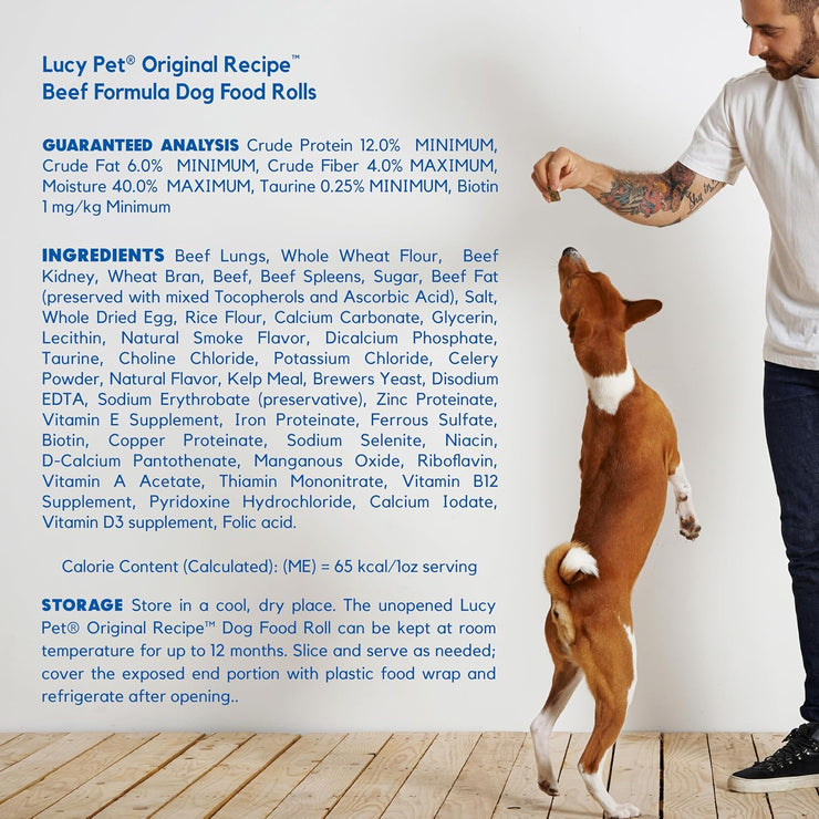 Lucy Pet Products Beef Formula Dog Food Roll 4 lb, (100600047)