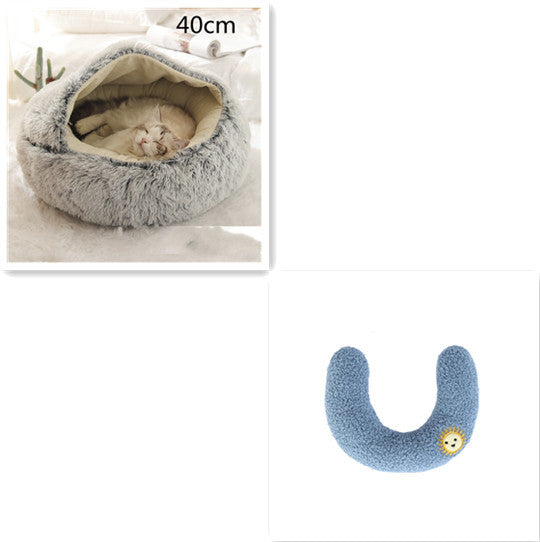 2-in-1 Plush Pet Bed (Round & Warm)