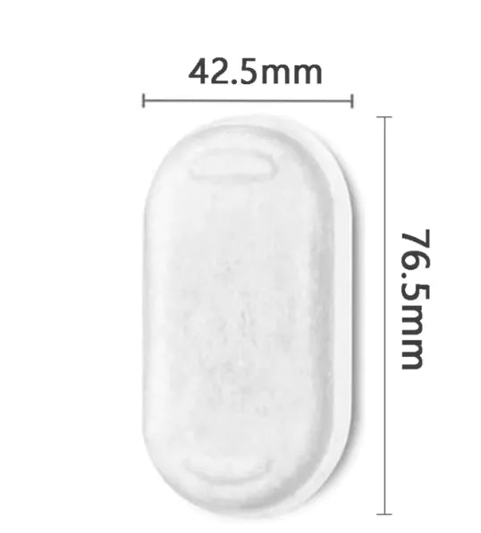 White rectangular object with dimensions labeled on a white background