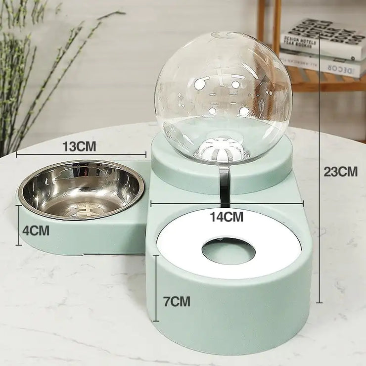 Automatic Pet Dog Cat Feeder with Fountain 1.8L Bowl
