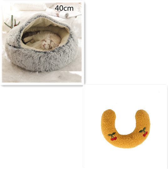 2-in-1 Plush Pet Bed (Round & Warm)