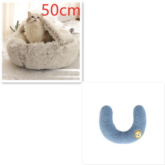 2-in-1 Plush Pet Bed (Round & Warm)