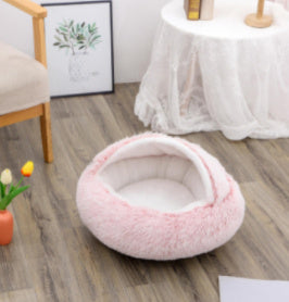 2-in-1 Plush Pet Bed (Round & Warm)