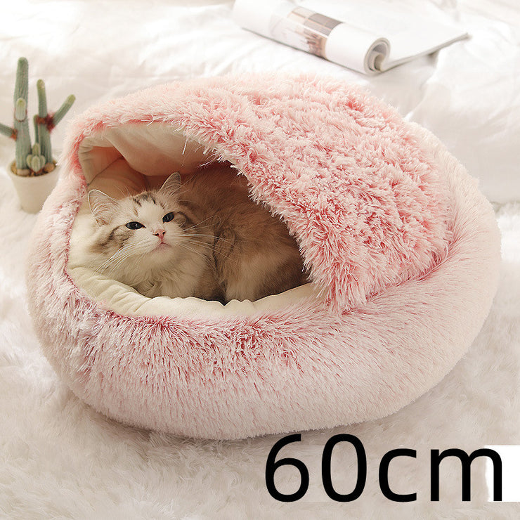 2-in-1 Plush Pet Bed (Round & Warm)