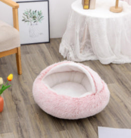 2-in-1 Plush Pet Bed (Round & Warm)