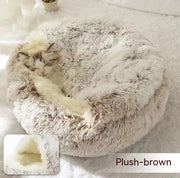 2-in-1 Plush Pet Bed (Round & Warm)