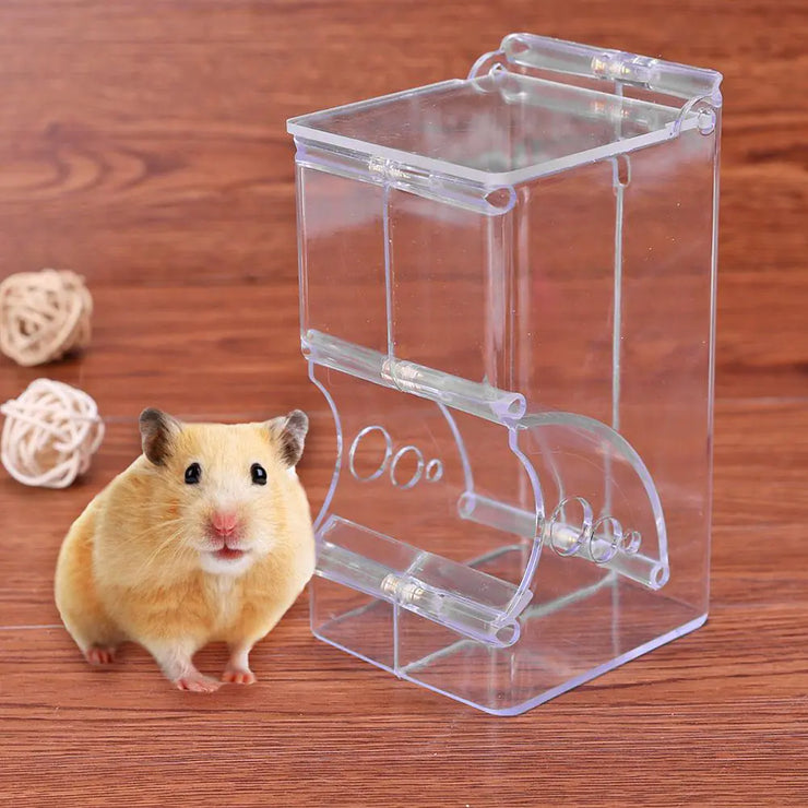Automatic Clear Plastic Pet Food Dispenser for Hamsters